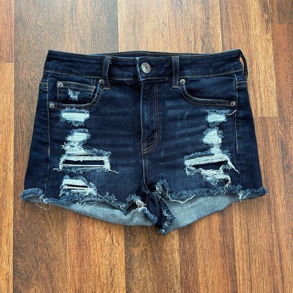 American Eagle Hi-Rise Shortie Distressed Jean Shorts - Size 4 - Picture 1 of 7